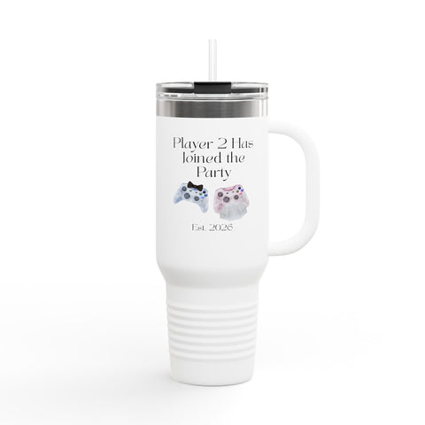 'Player 2 Has Joined The Party' 'Est. 2026' Insulated Travel Mug, 40oz