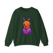 Golden Retriever in Festive Sweater Sweatshirt | Reindeer Antlers Holiday Dog