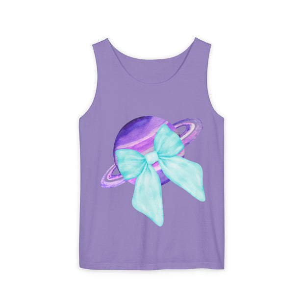 Purple Saturn Wrapped In Bow Unisex Tank Top