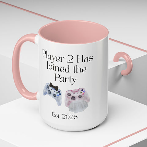 'Player 2 Has Joined The Party' 'Est. 2026' Accent Coffee Mug