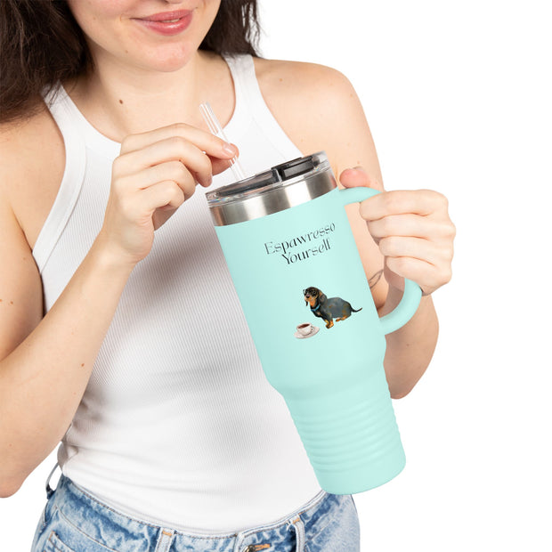 'Espawresso Yourself' Dachshund Insulated Travel Mug, 40oz