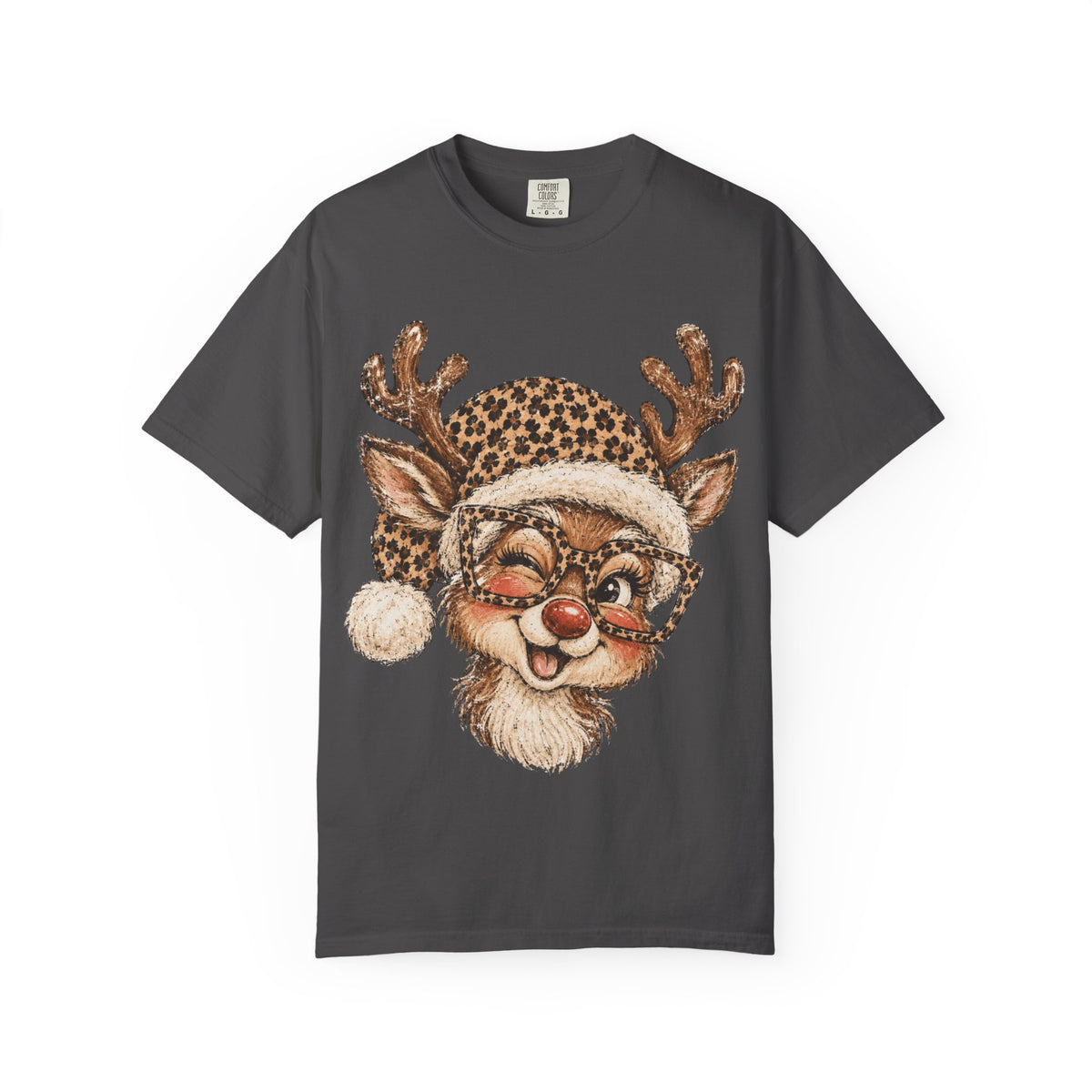 Leopard Reindeer Christmas Shirt, Retro Reindeer Tee, Cheetah Print Holiday Shirt, Cute Christmas T-Shirt, Reindeer Gift for Her