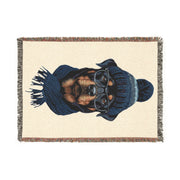 Rottweiler in Knit Hat Woven Blanket | Dog Portrait Throw, Pet Lover Decor