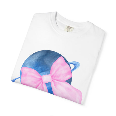 Blue Saturn Wrapped In Pink Bow Unisex T-Shirt