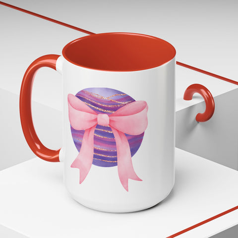 Pink/Purple Planet Wrapped In A Bow Accent Coffee Mug