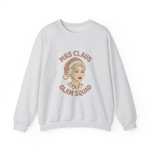 Mrs Claus Glam Squad Sweatshirt | Retro Mrs. Claus Illustration, Christmas Holiday Crewneck
