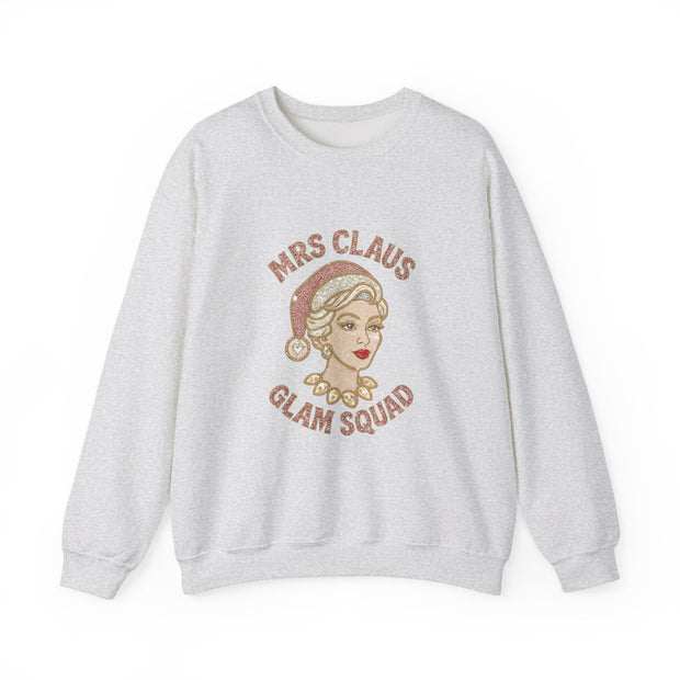 Mrs Claus Glam Squad Sweatshirt | Retro Mrs. Claus Illustration, Christmas Holiday Crewneck