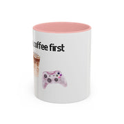 'Game On, Coffee First' Accent Coffee Mug