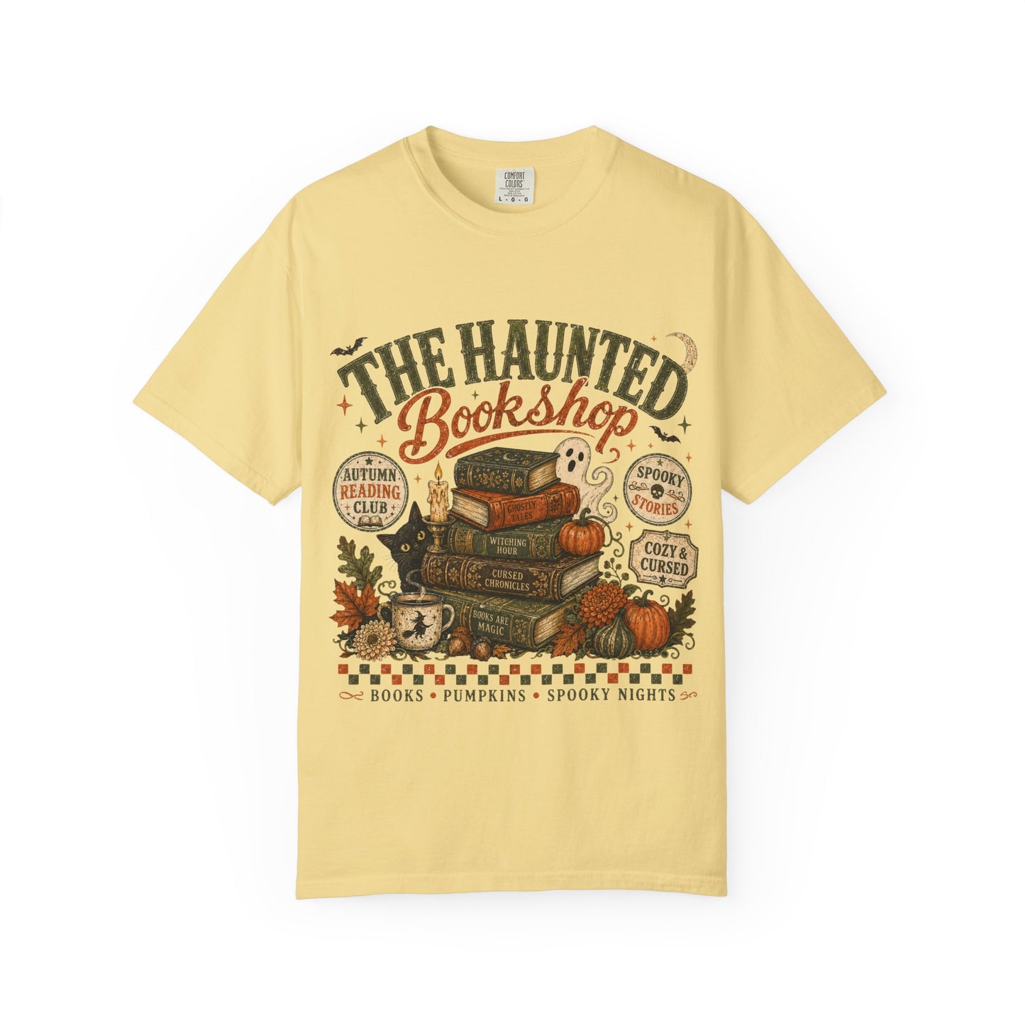 The Haunted Bookshop T-Shirt, Spooky Book Lover Shirt, Cozy Autumn Reading Tee, Halloween Bookstore Graphic, BookTok Reader Gift