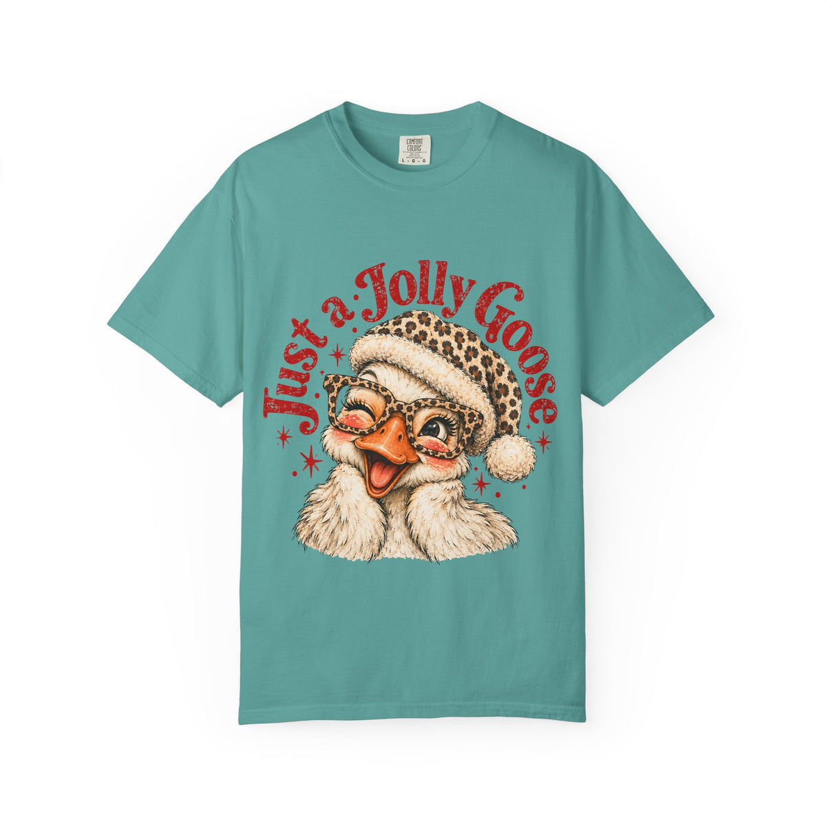 Jolly Goose Christmas Shirt, Funny Christmas Goose Tee, Leopard Santa Goose Shirt, Goose Lover Gift, Retro Holiday T-Shirt