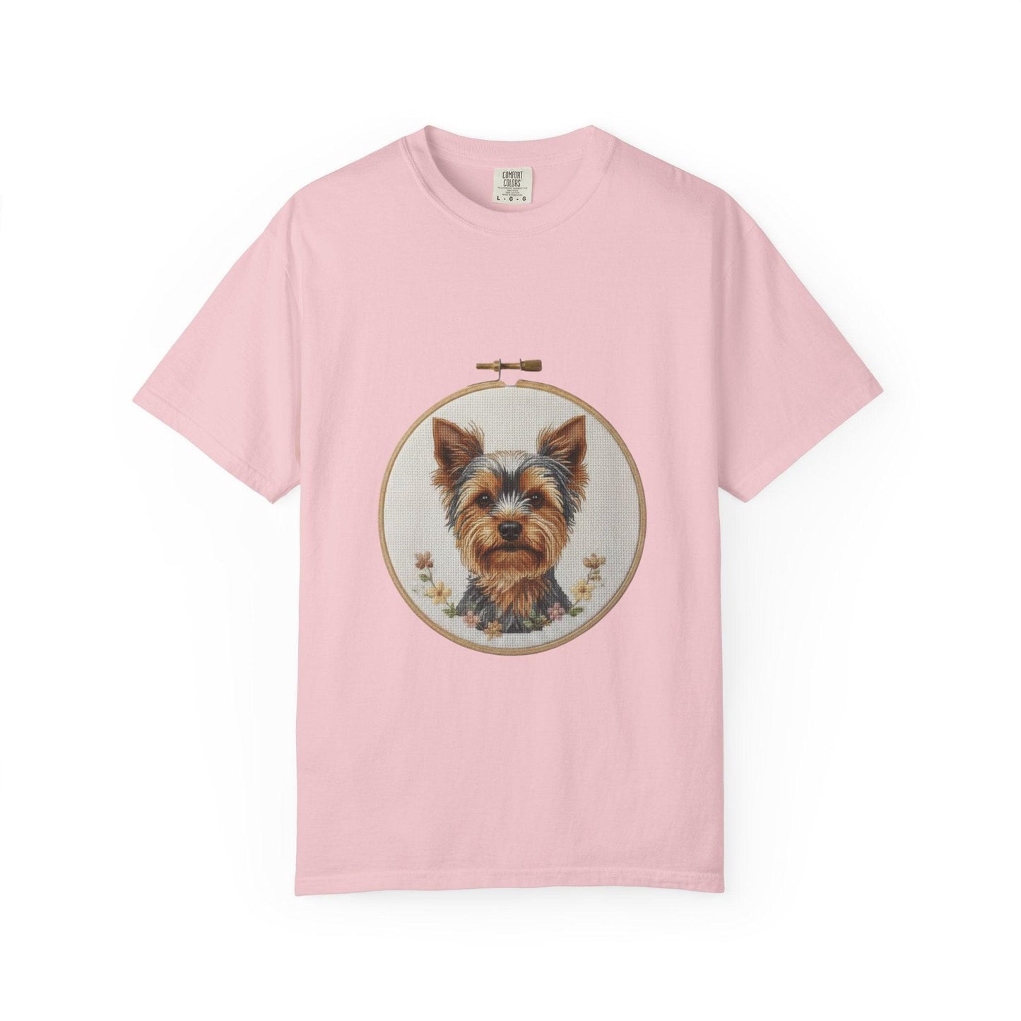 Yorkshire Terrier Portrait T-Shirt | Embroidery Hoop Dog Illustration