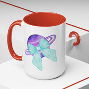 Purple Saturn Wrapped In A Bow Accent Coffee Mug