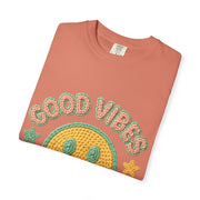 Good Vibes T-Shirt, Unisex Garment-Dyed Tee, Positive Vibe Shirt, Casual Wear, Gift for Friends, Summer Style