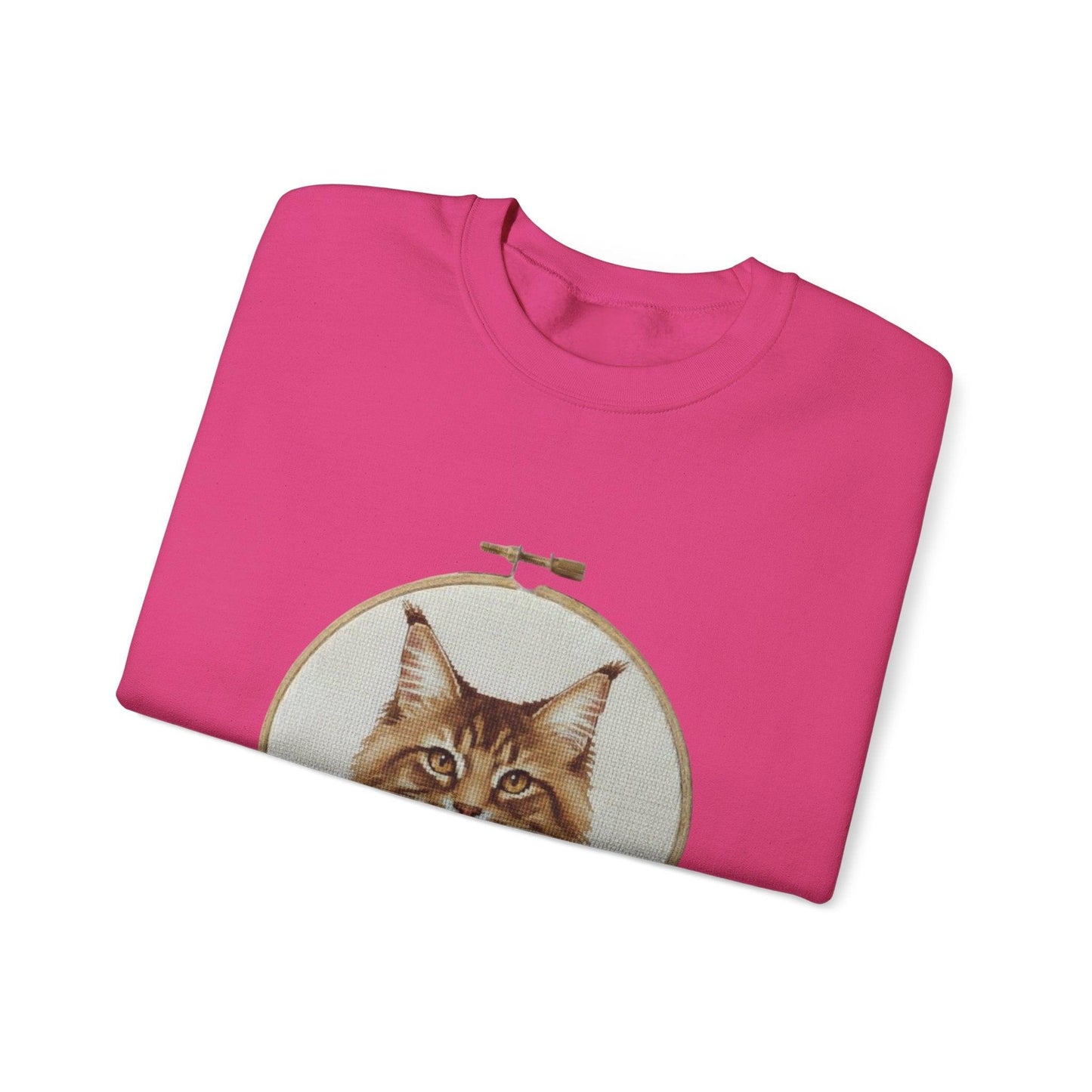 Embroidered Maine Coon Cat Portrait Sweatshirt | Floral Hoop Art