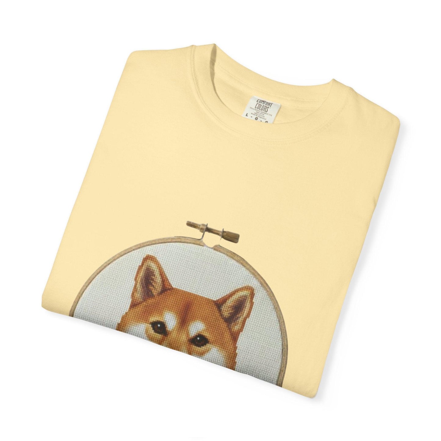 Shiba Inu Embroidery Hoop T-shirt | Dog Portrait Floral