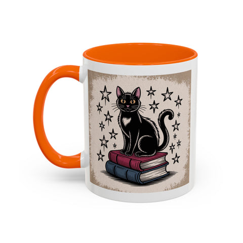 Cat and Book Lover's Accent Coffee Mug