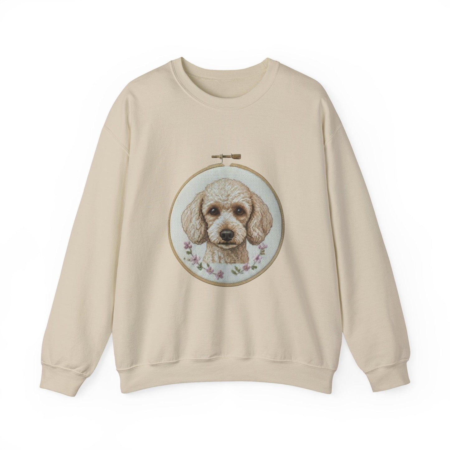 Vintage Embroidery Poodle Portrait sweatshirt | Dog Hoop Art