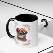 Geeky Goddess Dark Gray Cat Accent Coffee Mug