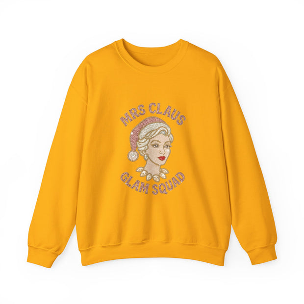 Mrs Claus Glam Squad Sweatshirt | Retro Mrs. Claus Illustration, Christmas Holiday Crewneck