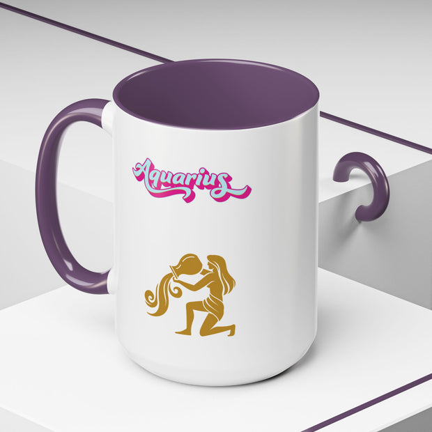 'Aquarius' Zodiac Accent Coffee Mug
