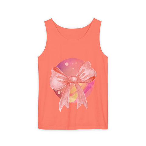 Pink/Yellow Planet Wrapped In Bow Unisex Tank Top