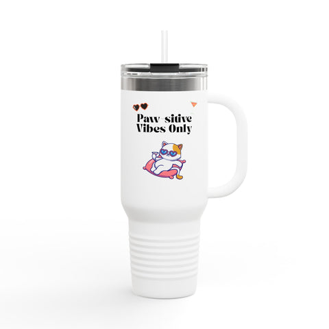 'Paw-sitive Vibes Only' Insulated Travel Mug, 40oz