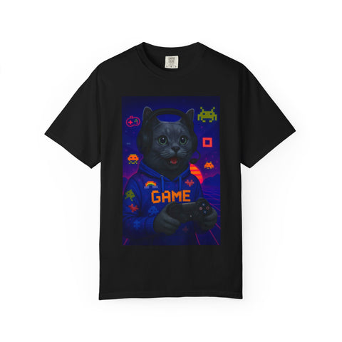 Game On Dark Gray Cat T-shirt
