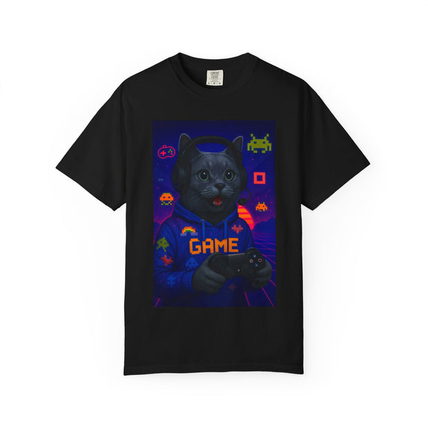 Game On Dark Gray Cat T-shirt