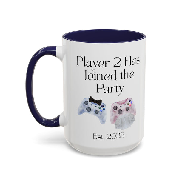 'Player 2 Has Joined The Party' 'Est. 2025' Accent Coffee Mug