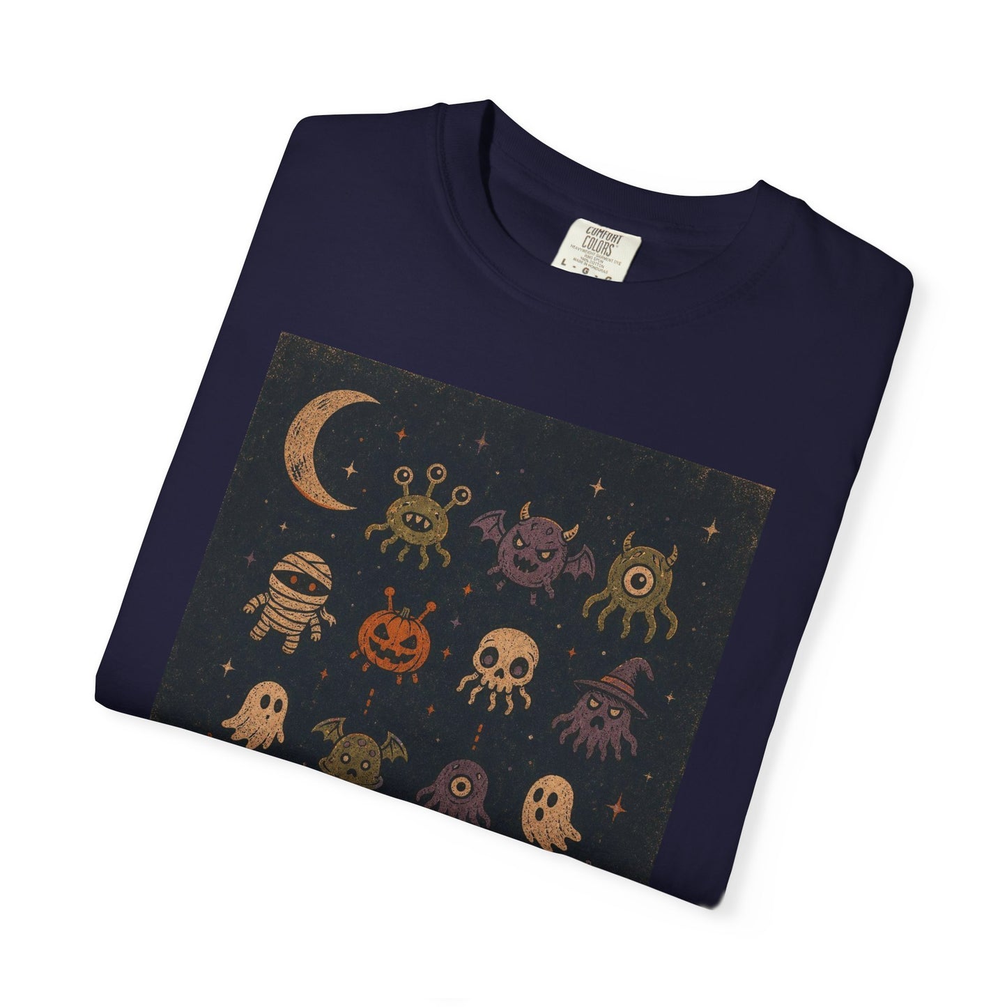 Cute Halloween Witch and Ghosts T-Shirt | Pumpkin Moon Spooky Illustration
