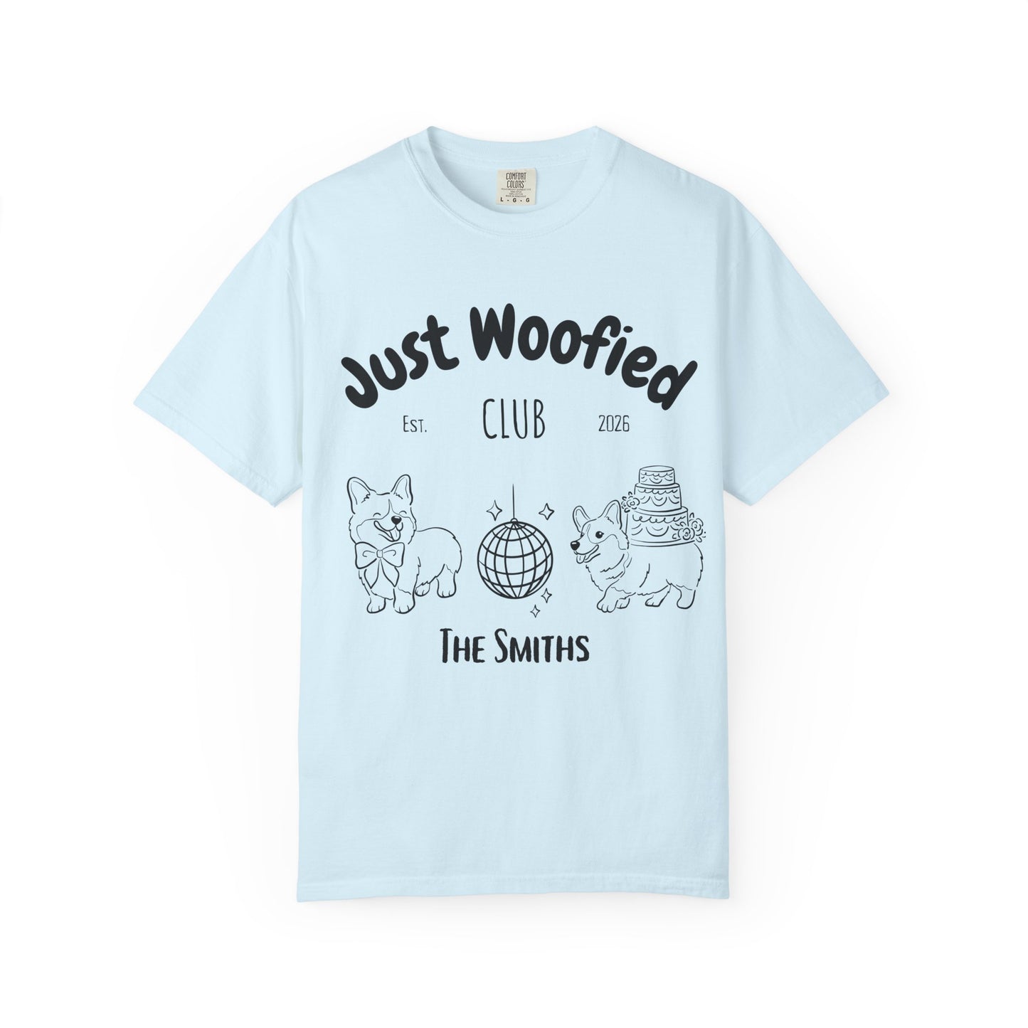 Just Married Dog Wedding Shirt Newlywed Couple Matching T-Shirt Comfort Colors Mr And Mrs Tee Just Woofied Honeymoon Gift For Bride Groom