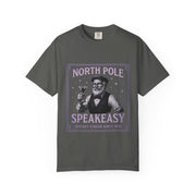 North Pole Speakeasy T-Shirt, Holiday T-Shirt, Unisex Christmas Tee, Vintage Style Tee, Fun Santa Shirt, Festive Gift Idea