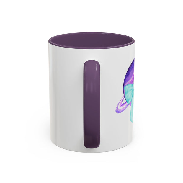Purple Saturn Wrapped In A Bow Accent Coffee Mug