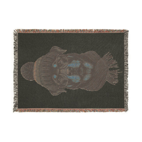 Rottweiler in Knit Hat Woven Blanket | Dog Portrait Throw, Pet Lover Decor