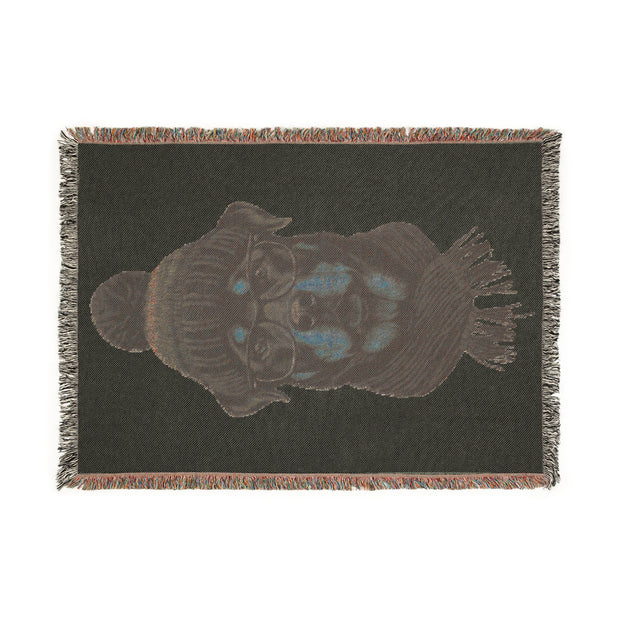 Rottweiler in Knit Hat Woven Blanket | Dog Portrait Throw, Pet Lover Decor
