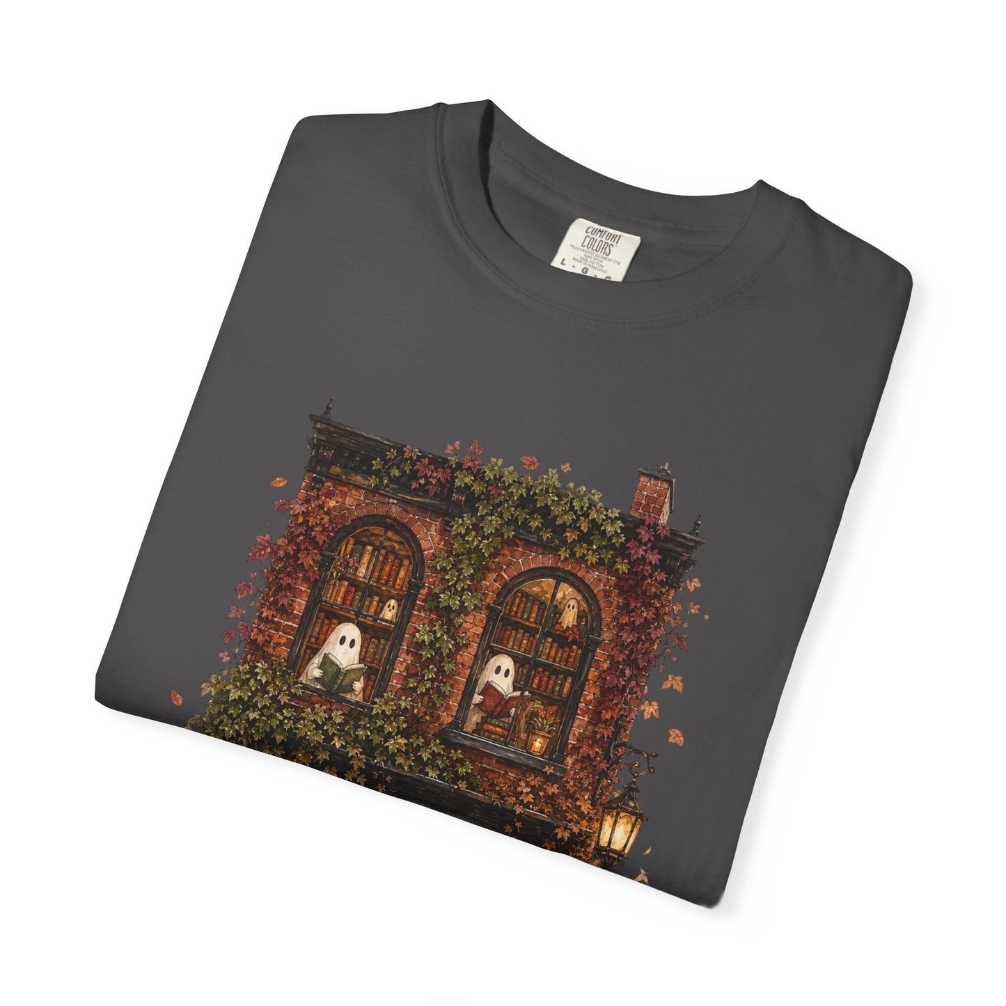 Haunted Bookstore T-Shirt, Cozy Book Lover Halloween Shirt, Ghost Library Tee, Dark Academia Fall Graphic, Spooky Reader Gift