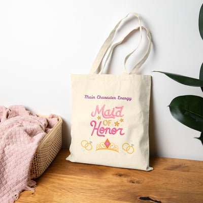 'Main Character Energy: Maid of Honor' Cotton Canvas Tote Bag