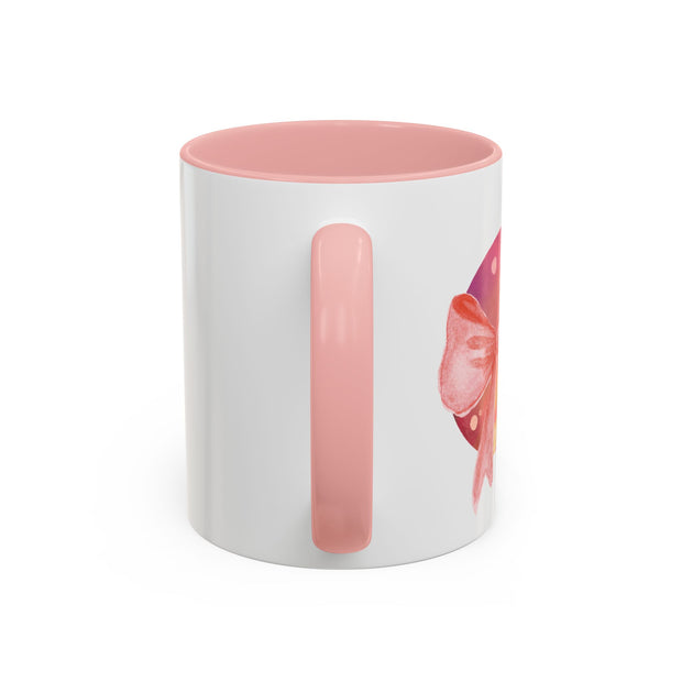 Pink/Yellow Planet Wrapped In A Bow Accent Coffee Mug