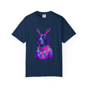 Neon Reindeer German Shorthaired Pointer T-Shirt | Festive Sweater Pup Holiday Tee