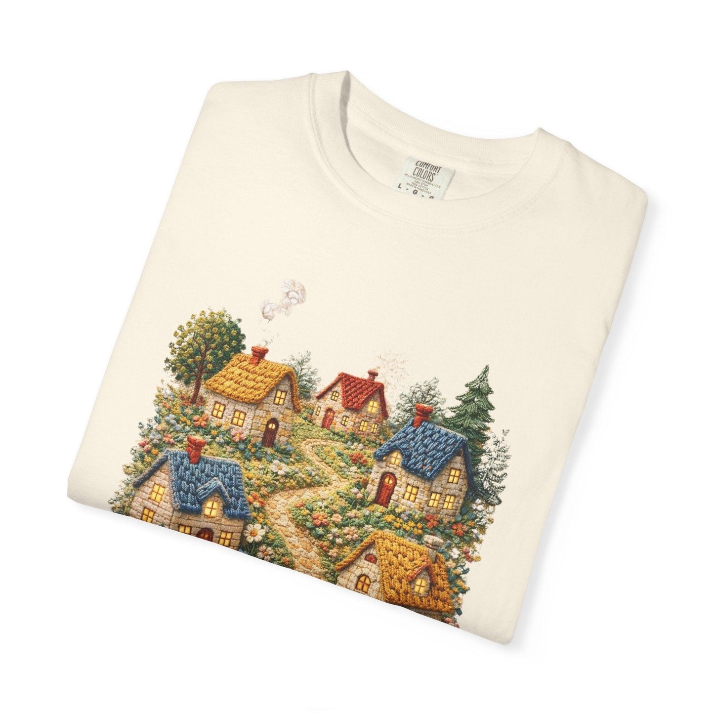 Cottage Garden Path T-shirt | Floral Village Illustration