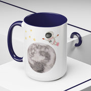 Astronaut Flying To The Moon Accent Coffee Mug
