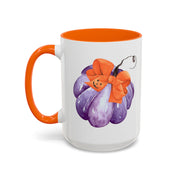 Purple Pumpkin Wrapped In A Bow Accent Coffee Mug
