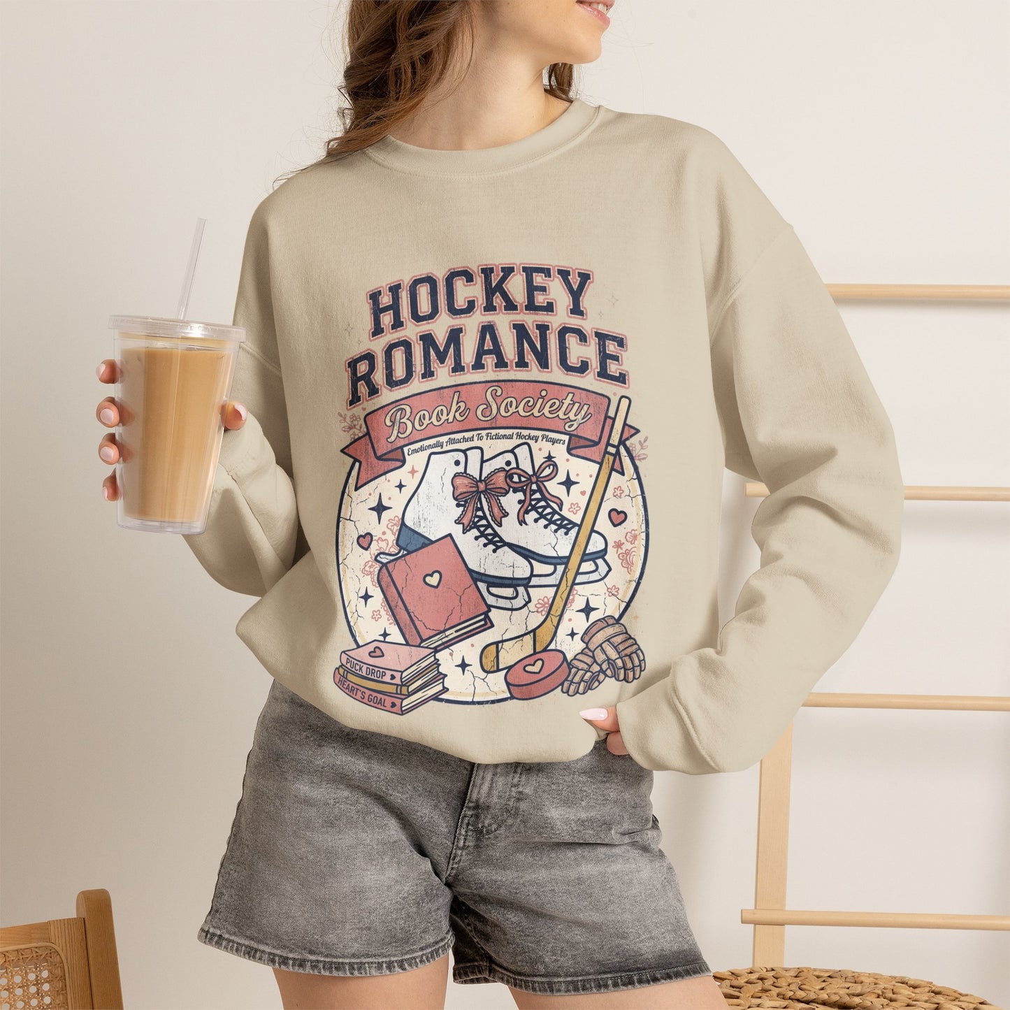 Hockey Romance Sweatshirt, Booktok Hockey Romance Crewneck, Romance Reader Sweatshirt, Cozy Hockey Book Girly Gift