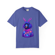 Poodle with Antlers in Light-Up Sweater T-Shirt | Neon Holiday Dog Design