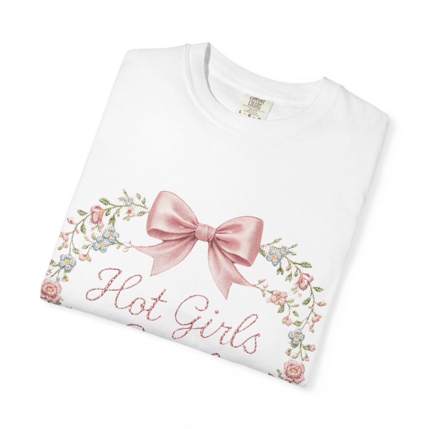 Floral Heart Wreath with Bow T-Shirt | Hot Girls Stitch