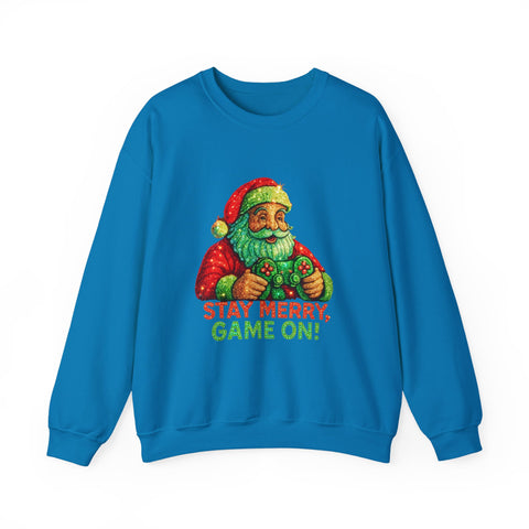 Santa with Game Controller Sweatshirt | Stay Merry Game On Christmas