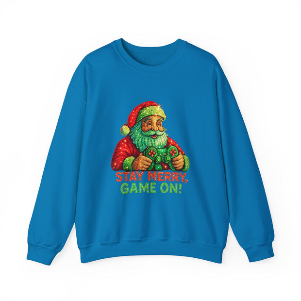 Santa with Game Controller Sweatshirt | Stay Merry Game On Christmas