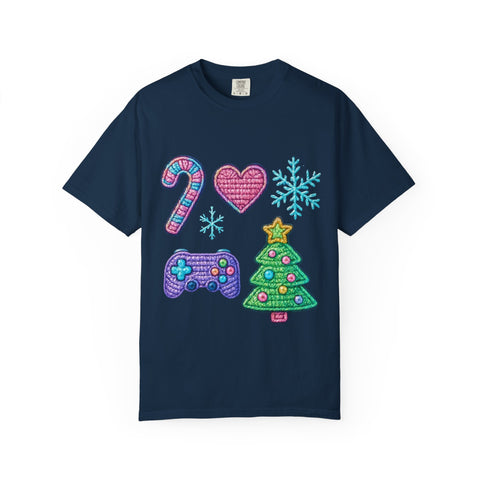 Festive Gamer T-Shirt, Christmas Tee, Gamer Shirt, Holiday Apparel, Unisex Christmas Gift, Cute Gaming T-Shirt