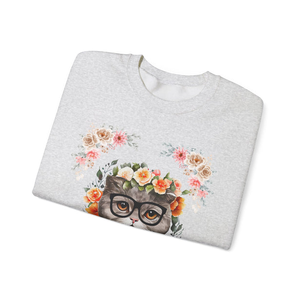 Geek Goddess Gray Cat Unisex Crewneck Sweatshirt