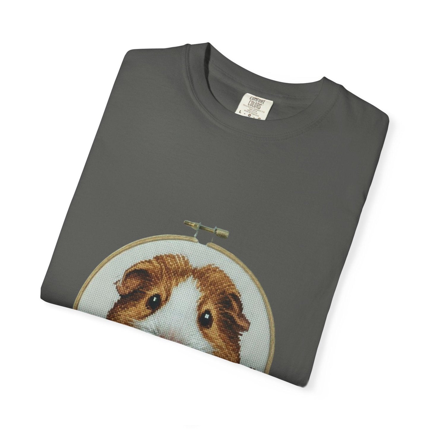 Guinea Pig Portrait T-shirt | Embroidery Hoop Style, Cute Pet Graphic
